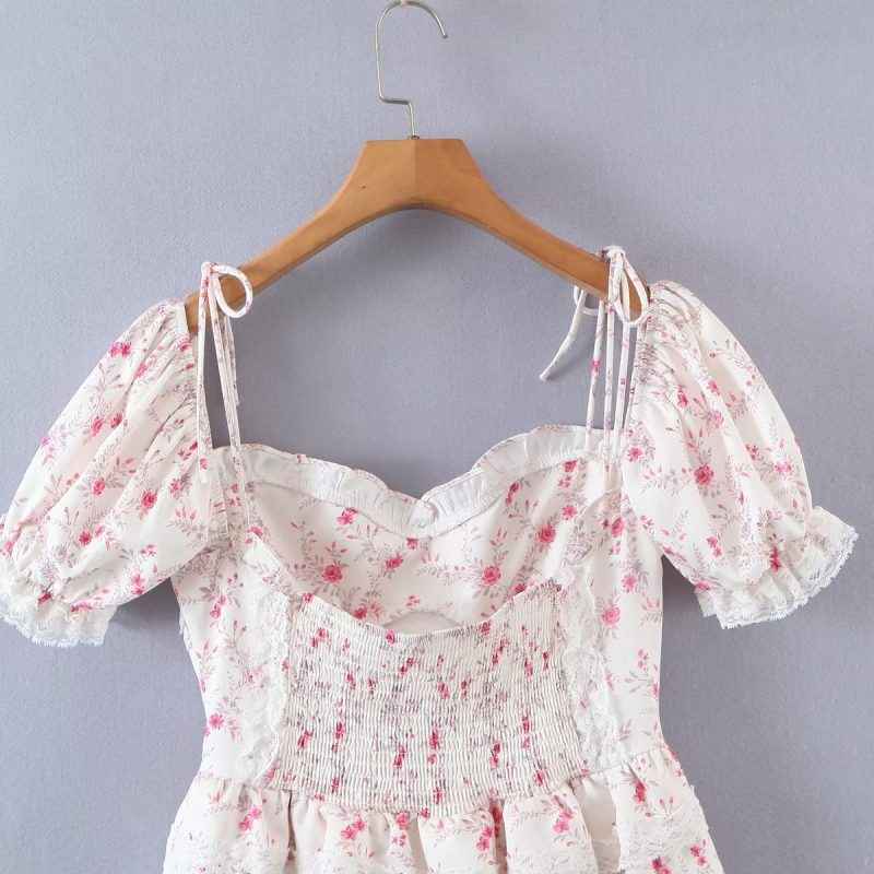 French Floral Lace Stitch Slim Fit Dress - Image 2