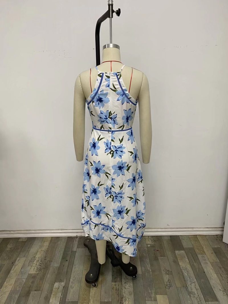 Elegant Floral Slimming Waist A-Line Dress - Image 2