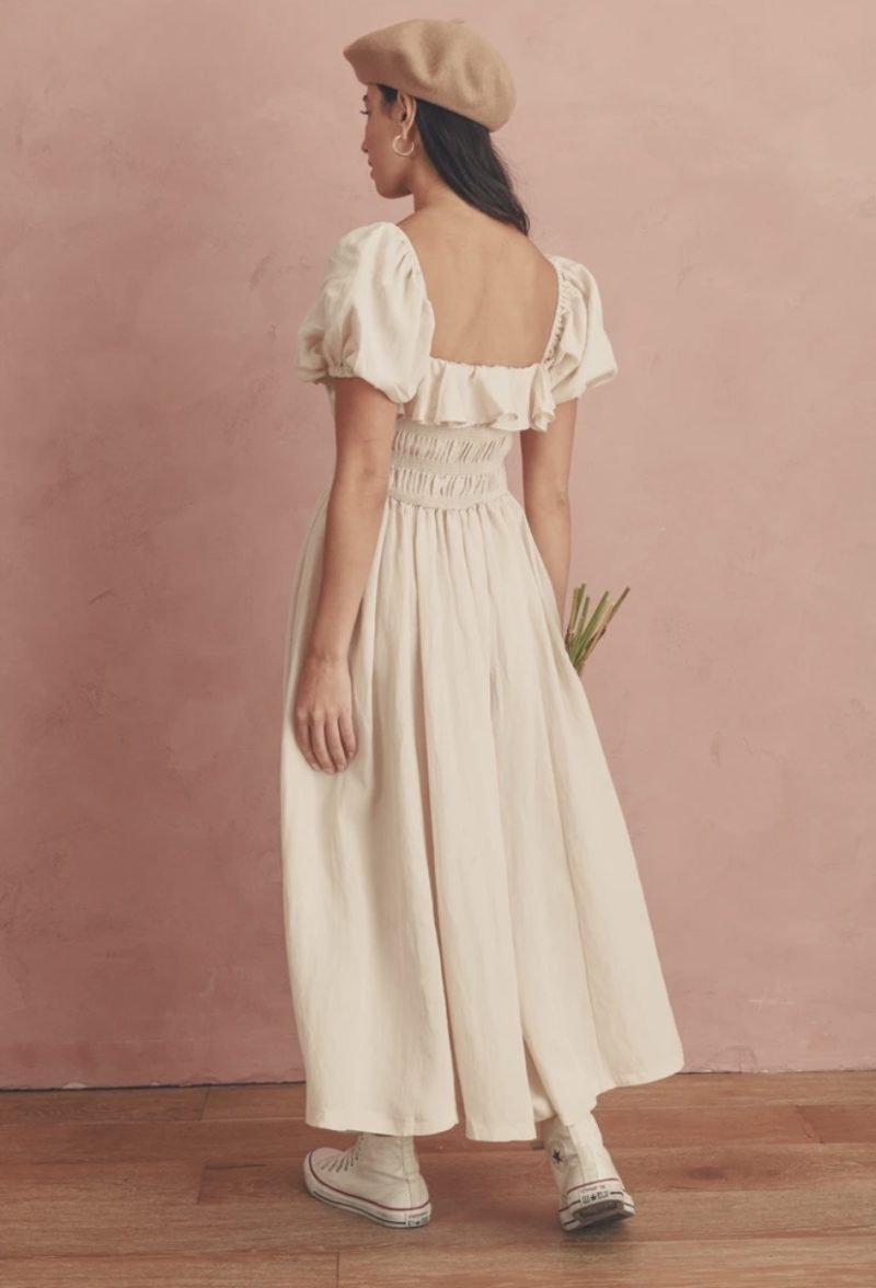 Ruffled Square Neck Elastic Waist Spring Dress - Image 2