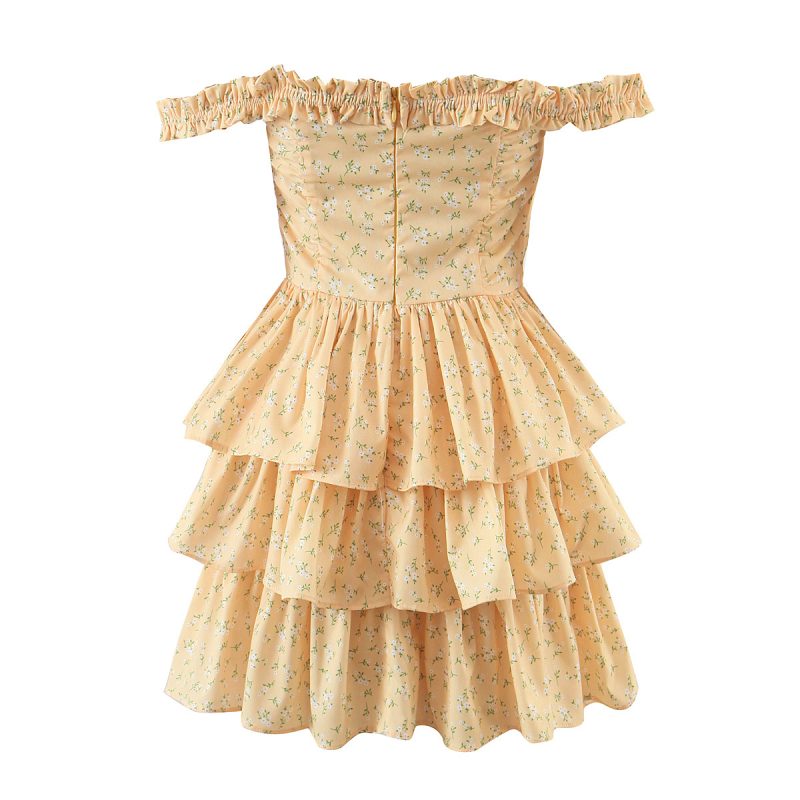 Off-Shoulder Ruffled Printed Short Summer Dress - Image 3