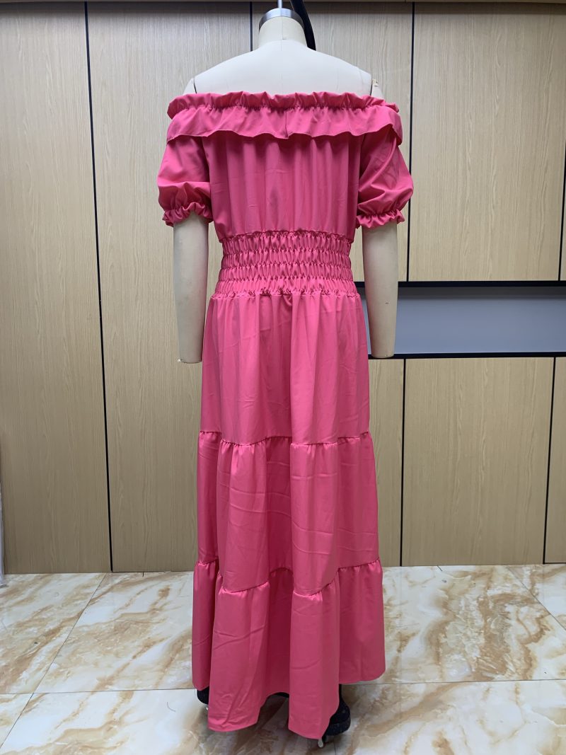 Off-Shoulder Patterned Long Dress for Spring - Image 4