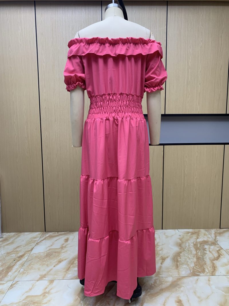 Off-Shoulder Patterned Long Dress for Spring - Image 4