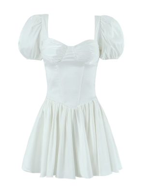 Wrapped Bodycon Dress with Bubble Sleeves Women