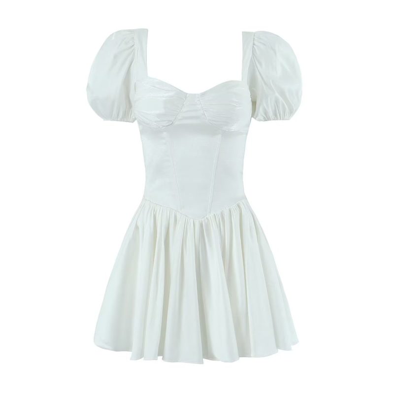 Wrapped Bodycon Dress with Bubble Sleeves Women