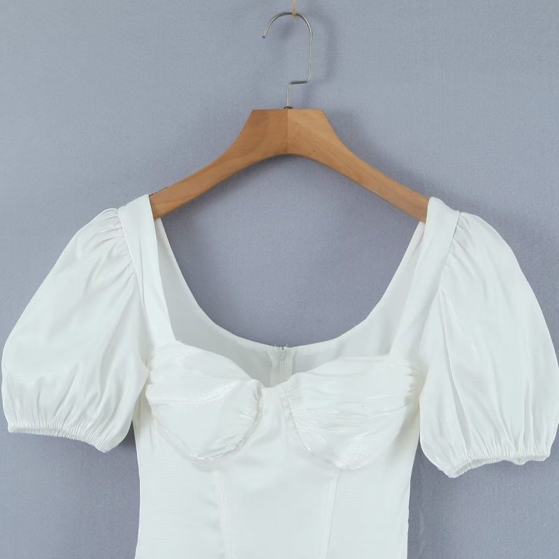 Wrapped Bodycon Dress with Bubble Sleeves Women - Image 3