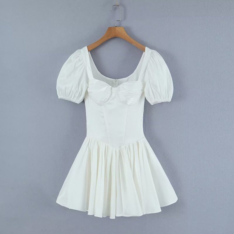 Wrapped Bodycon Dress with Bubble Sleeves Women - Image 4