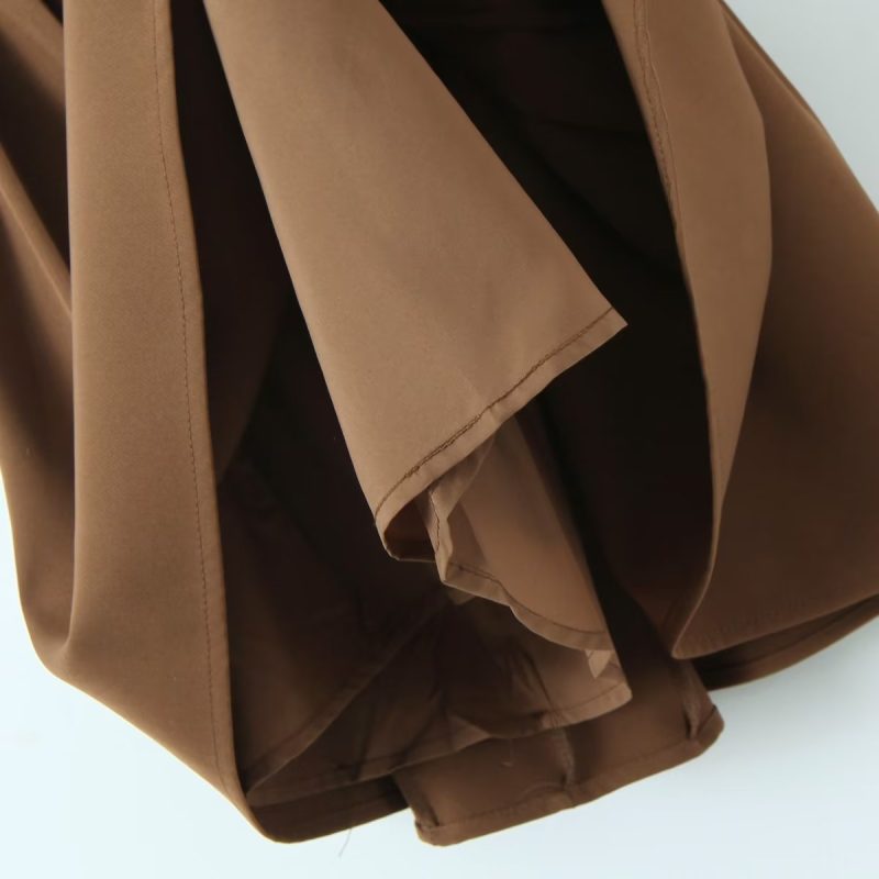 Solid Color Pleated Waist Suspender Dress - Image 4