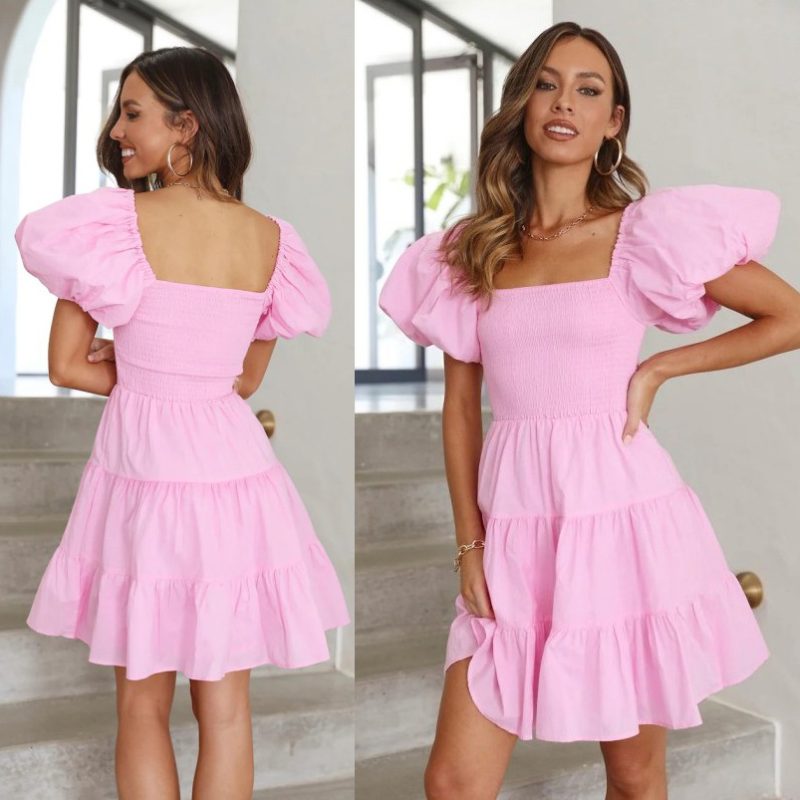 Women’s Summer Square Neck Casual Holiday Dress - Image 2