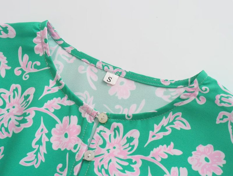 Three-Quarter Sleeve Printed Dress – Slimming - Image 3