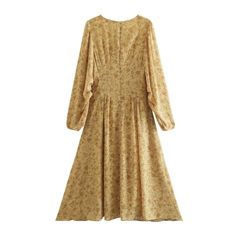 Vintage French Floral Waist Dress for Women - Image 2