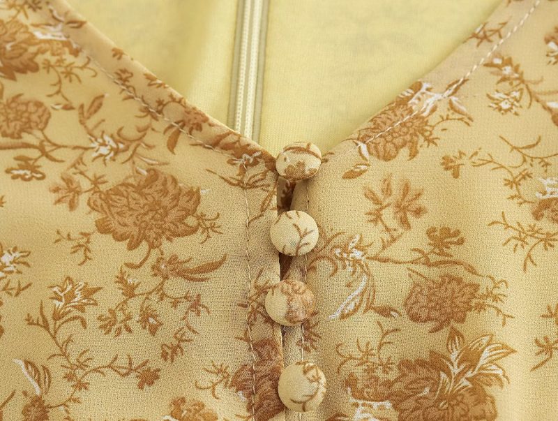 Vintage French Floral Waist Dress for Women - Image 4