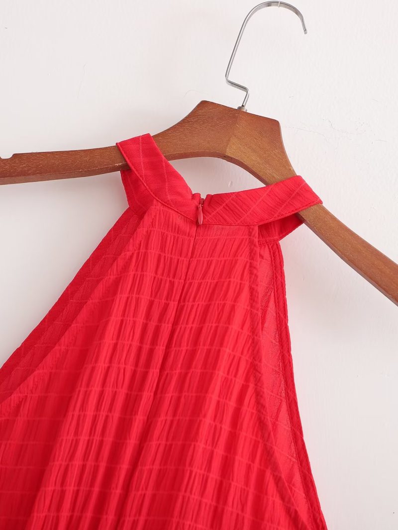 Chiffon Ruffled Sleeveless Belted Summer Dress - Image 3