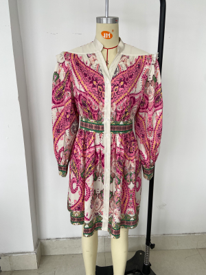 Bohemian Floral V-Neck Beach Dress for Summer
