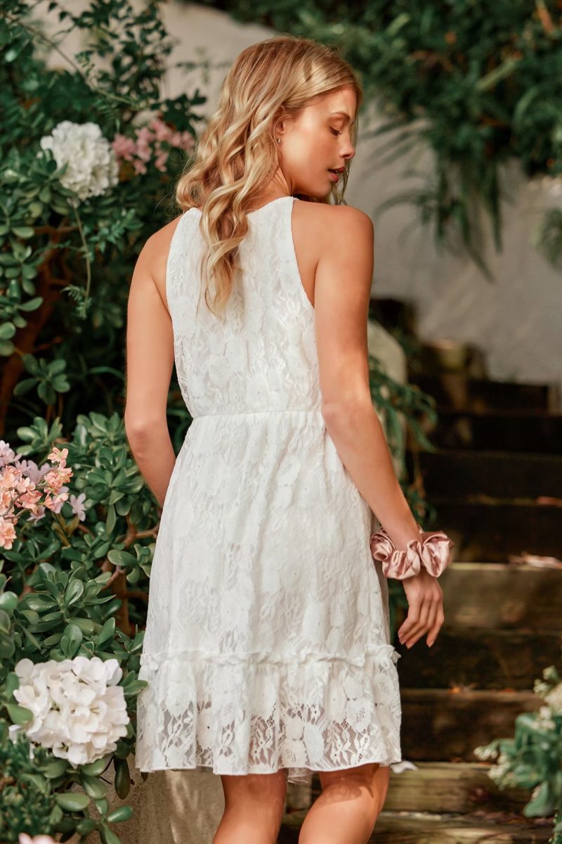 Women’s Summer Off-Shoulder Lace A-Line Dress - Image 2