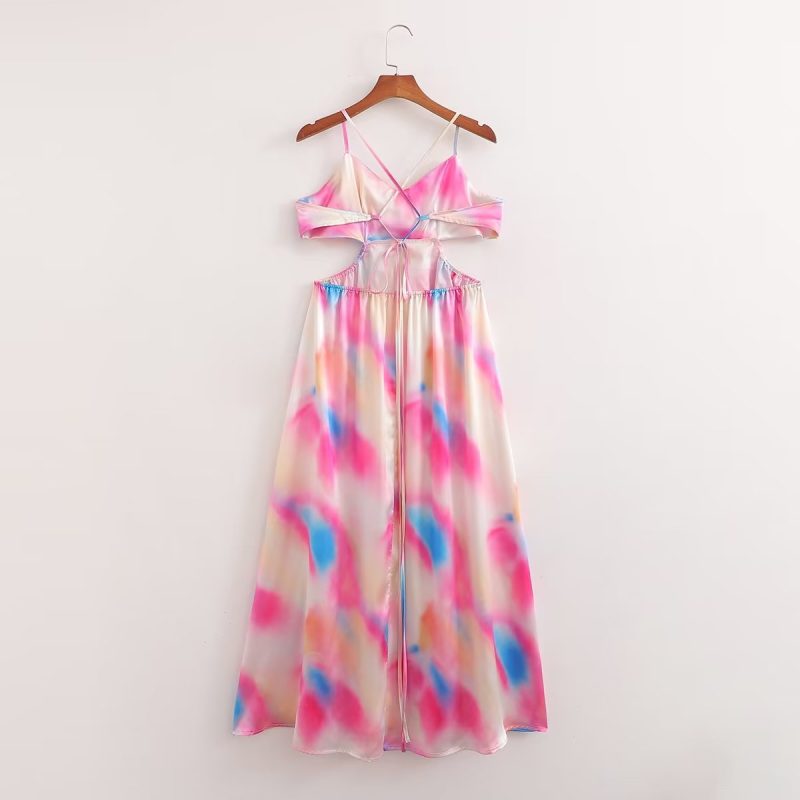 High Waist Backless Tie-Dye Dress Women - Image 2