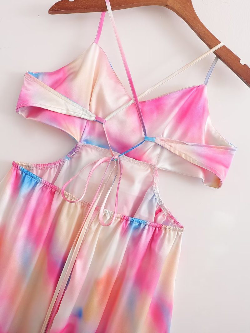 High Waist Backless Tie-Dye Dress Women - Image 3