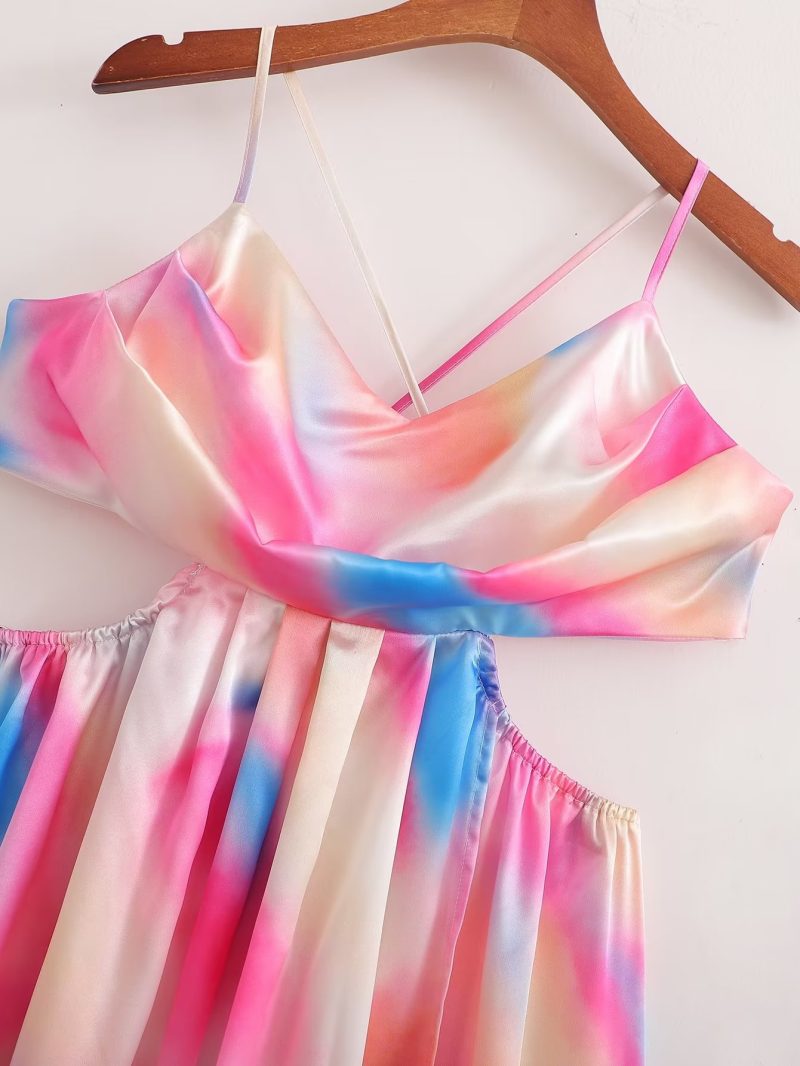 High Waist Backless Tie-Dye Dress Women - Image 4