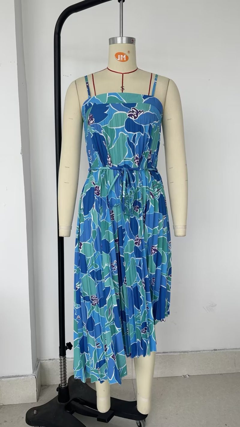 Spring Printed Maxi Dress with Straps