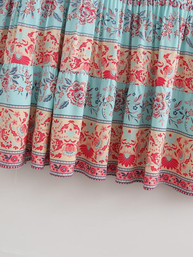 Vacation Beach Print Waist Controlled Summer Dress - Image 3