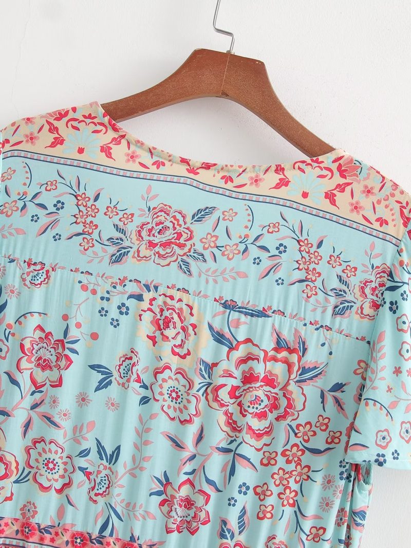 Vacation Beach Print Waist Controlled Summer Dress - Image 4