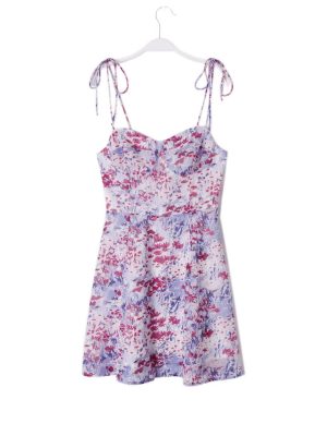 Slim Fit Ruffled Cami Dress – High Waist Lace-Up Design
