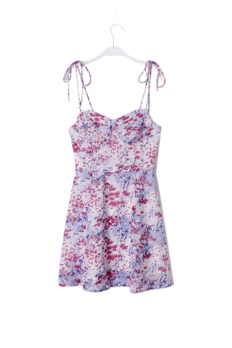 Slim Fit Ruffled Cami Dress – High Waist Lace-Up Design