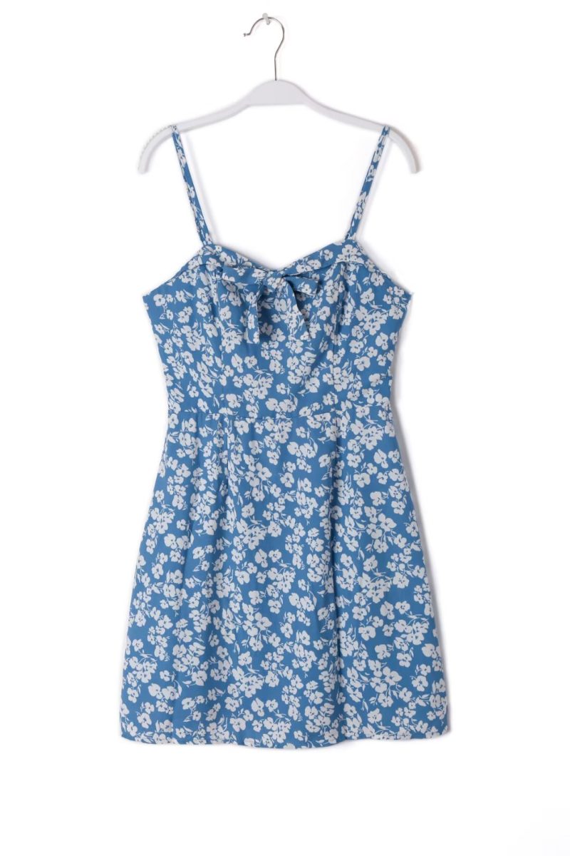 Summer Floral Bow Strap Mini Dress Women