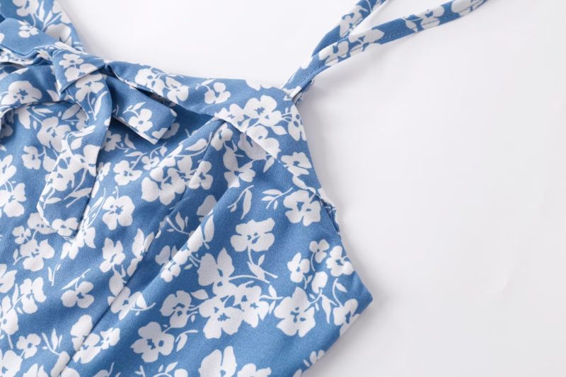 Summer Floral Bow Strap Mini Dress Women - Image 3
