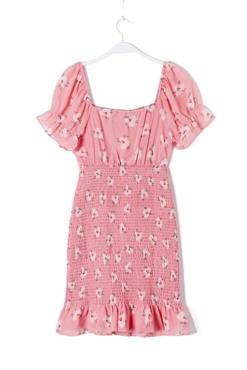 Pink Cutout Tie Front Lotus Leaf Dress - Image 2