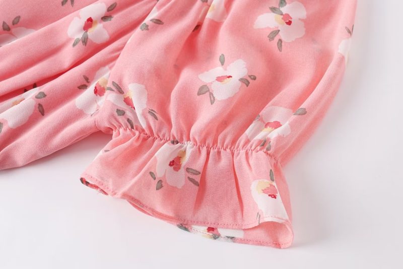 Pink Cutout Tie Front Lotus Leaf Dress - Image 4