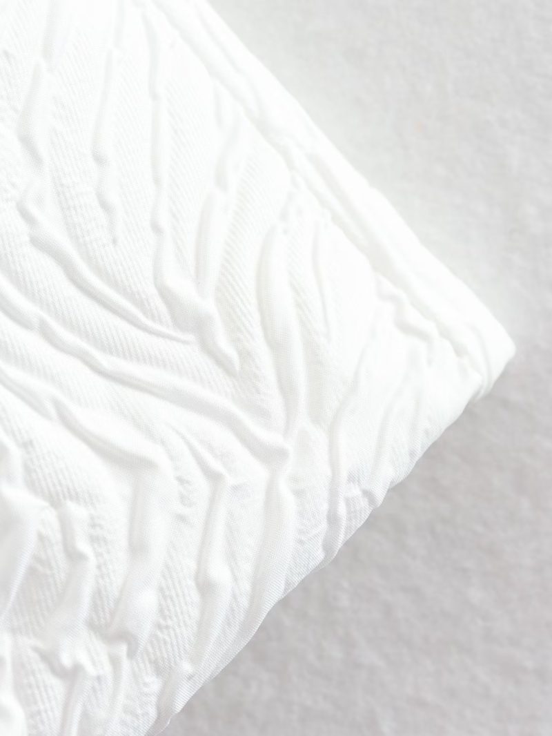 Elegant Embossed Short Sleeve A-Line Dress - Image 2