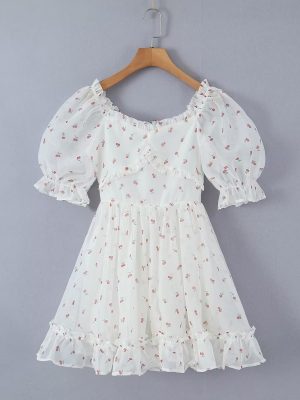 French Fairy Tulle Lace Slimming Puffy Dress