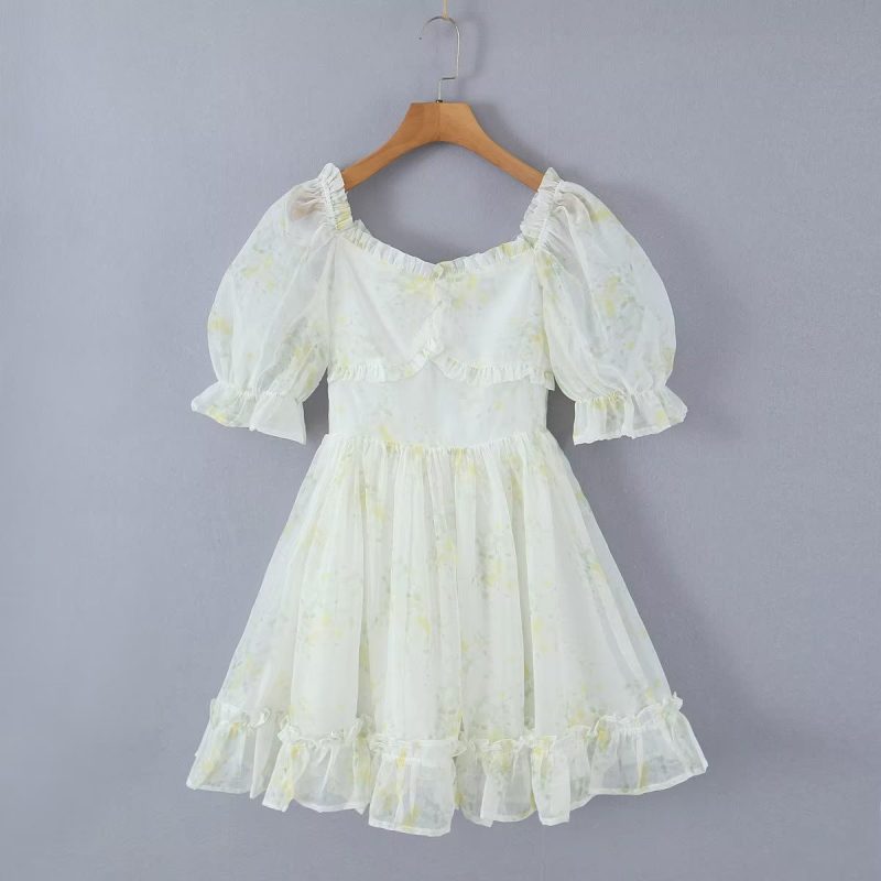 French Fairy Tulle Lace Slimming Puffy Dress - Image 3