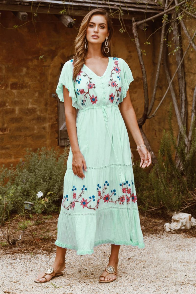 Embroidered Floral Elegant Summer Vacation Dress Women