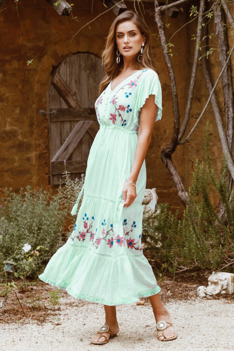 Embroidered Floral Elegant Summer Vacation Dress Women - Image 2