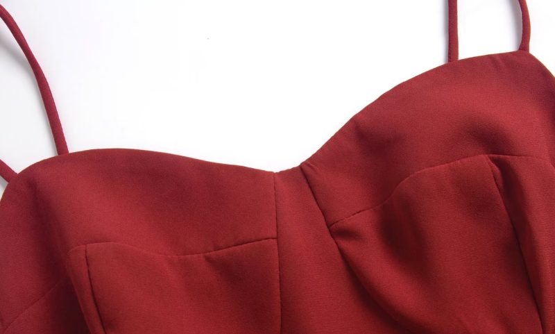 Spring Slim Fit Red Suspender Dress - Image 3
