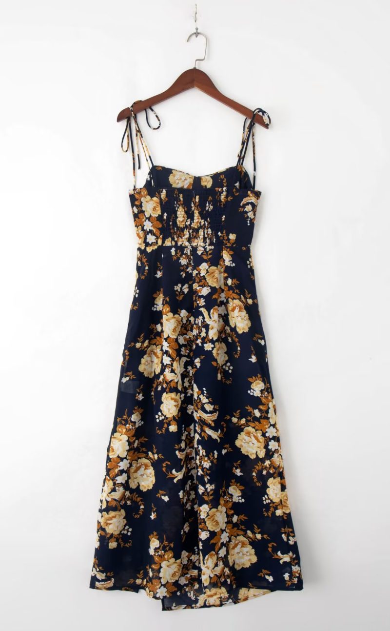 Retro Printed Spaghetti Strap Midi Dress - Image 3