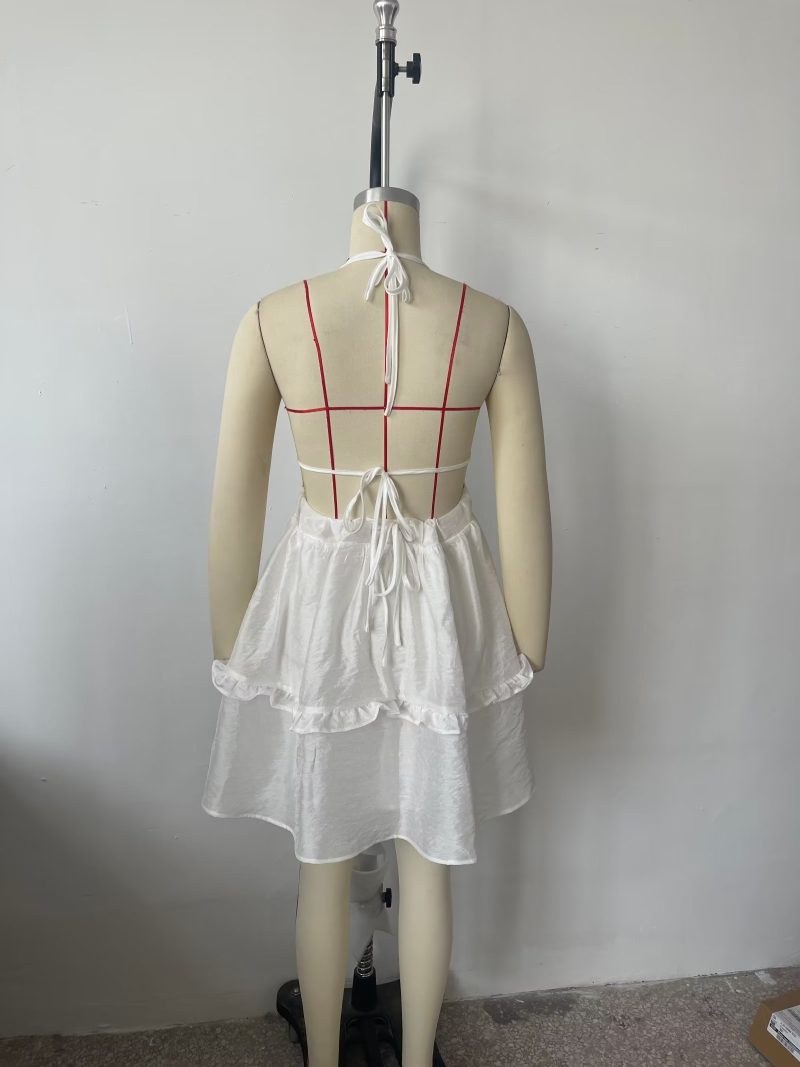 French Backless V-Neck High Waist Dress - Image 3