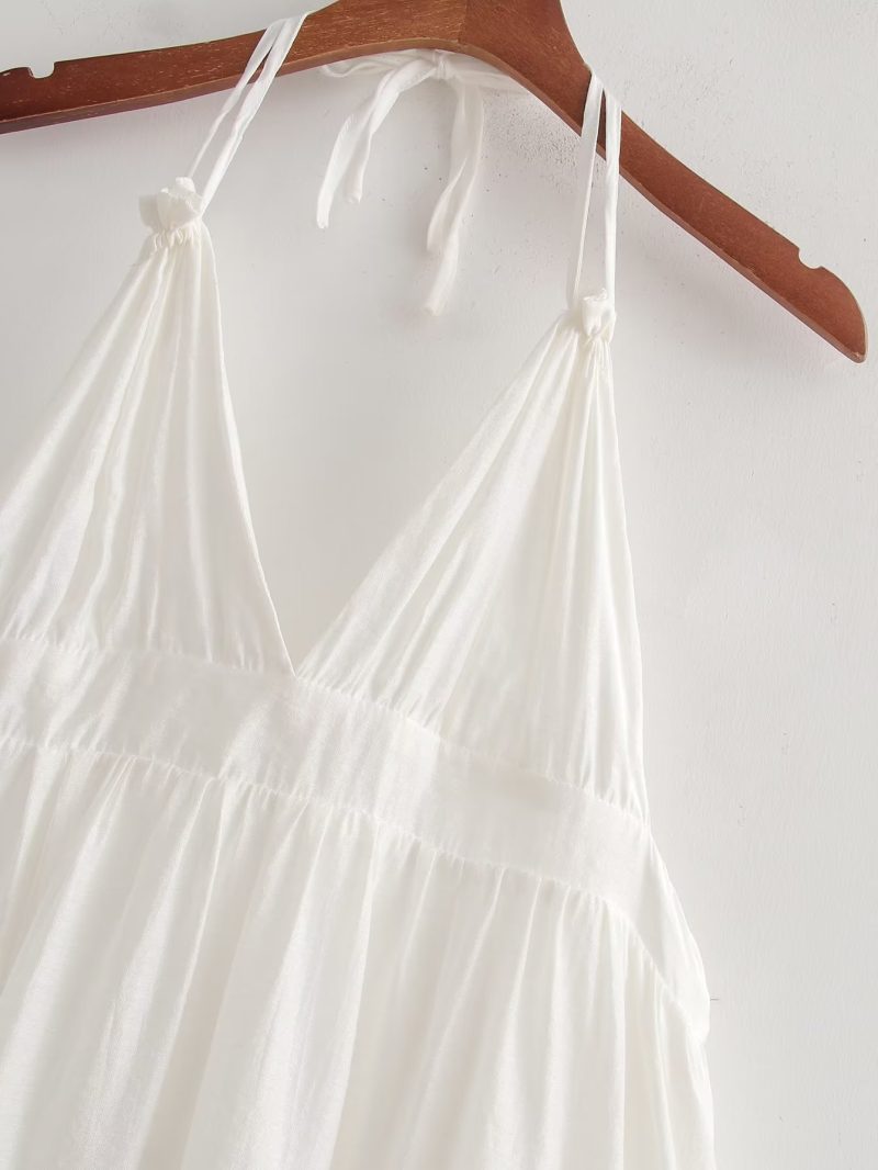 French Backless V-Neck High Waist Dress - Image 4
