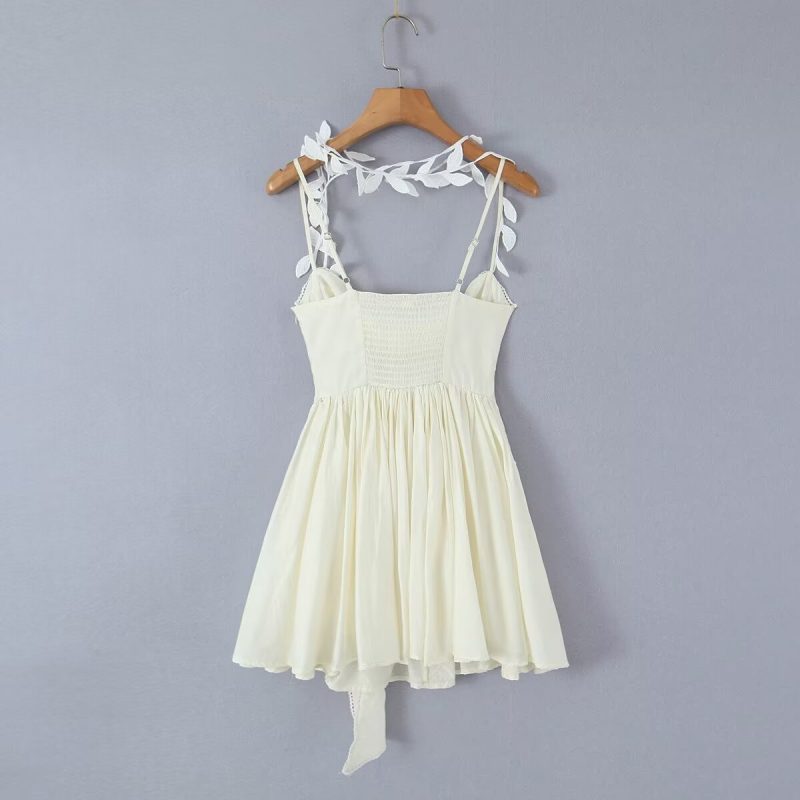 French Lace-Up Halter High Waist Dress