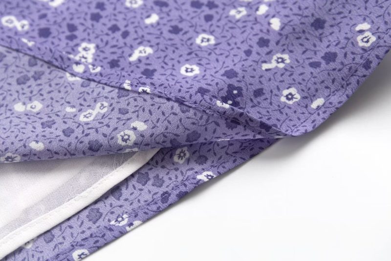 Sweet Purple Floral Slim Spaghetti Strap Dress - Image 4