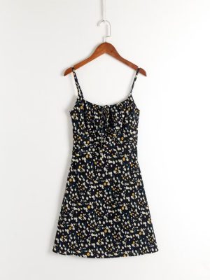 Pastoral Floral Lace Strap Slim Fit Dress
