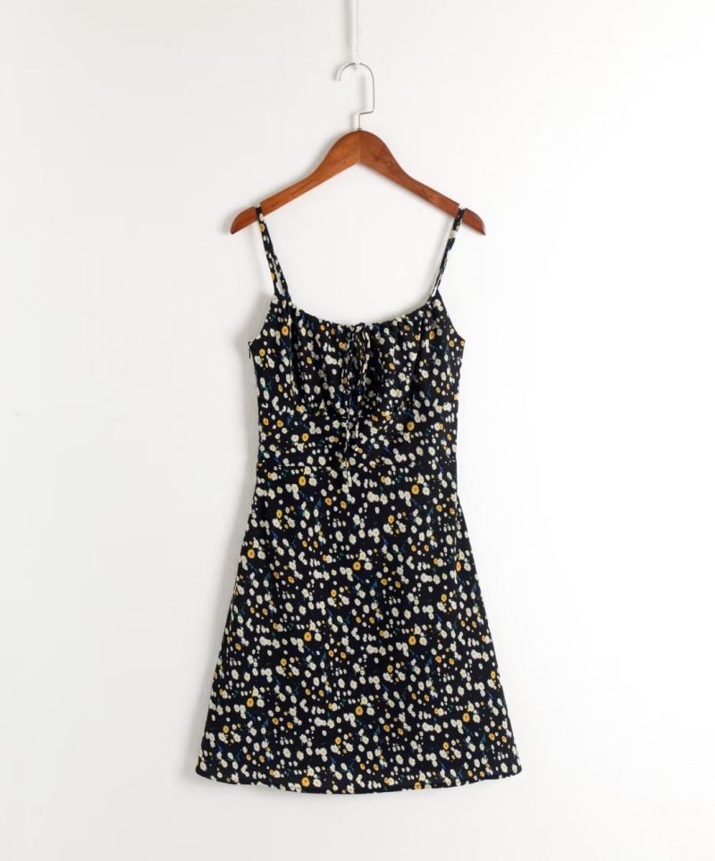 Pastoral Floral Lace Strap Slim Fit Dress