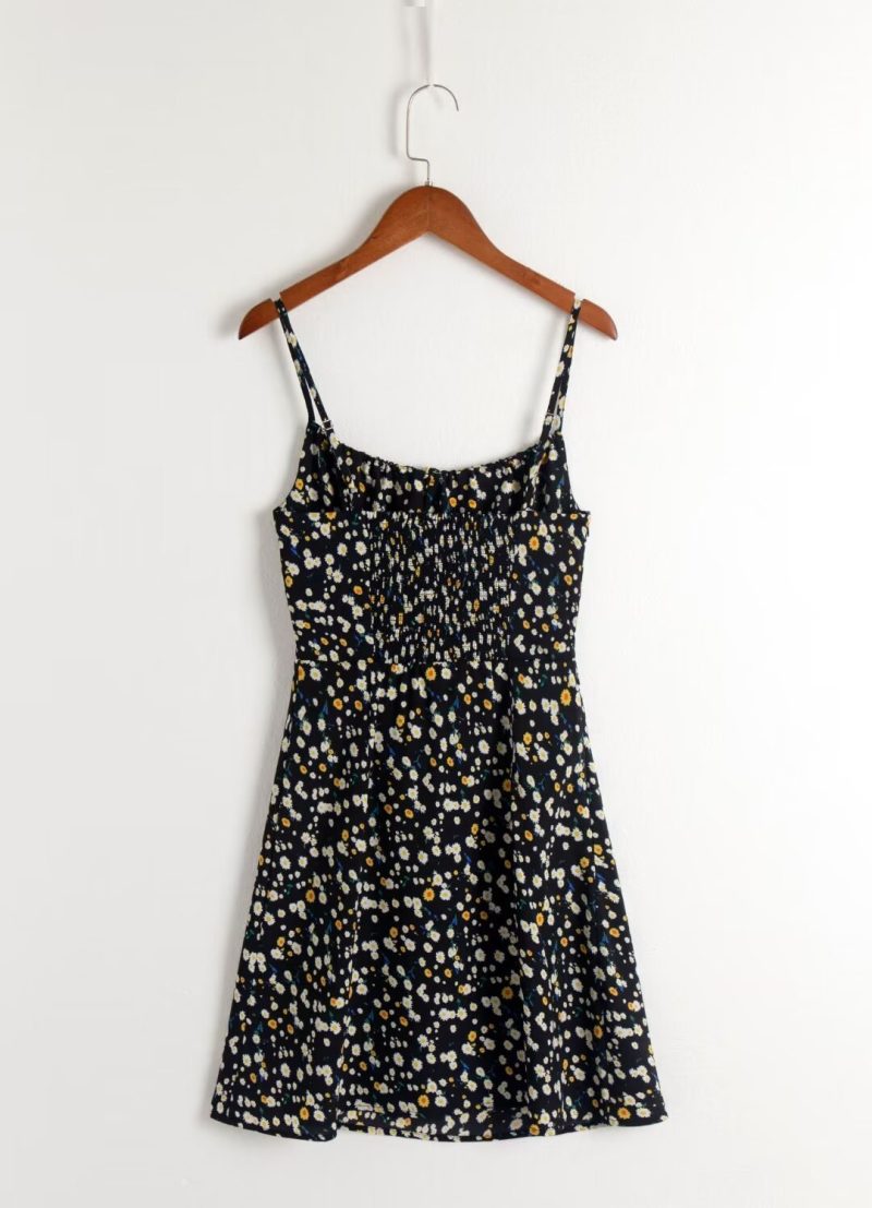 Pastoral Floral Lace Strap Slim Fit Dress - Image 2
