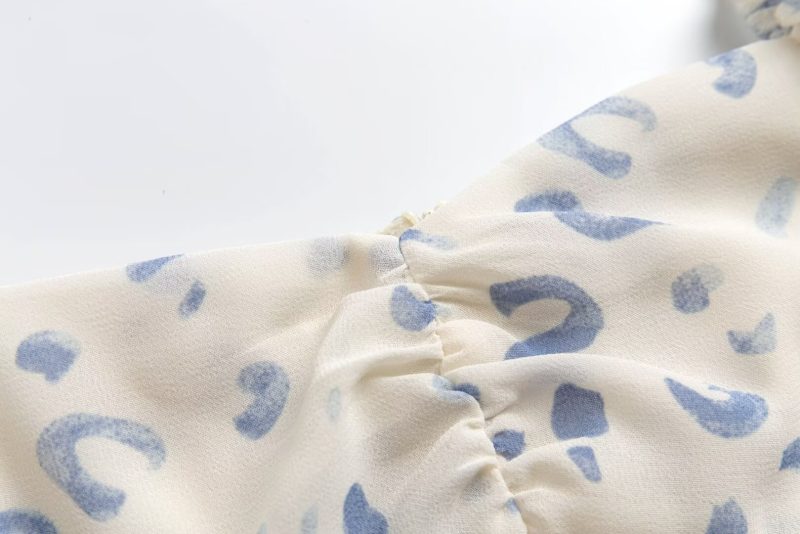 French Square Collar Puff Sleeve A-Line Dress - Image 3