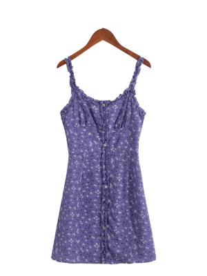 Summer Floral Dress – Smocked Tied Strap Design