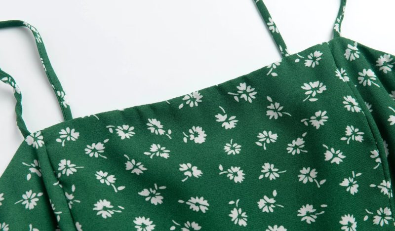 French Green Backless Sling Summer Dress Women - Image 3