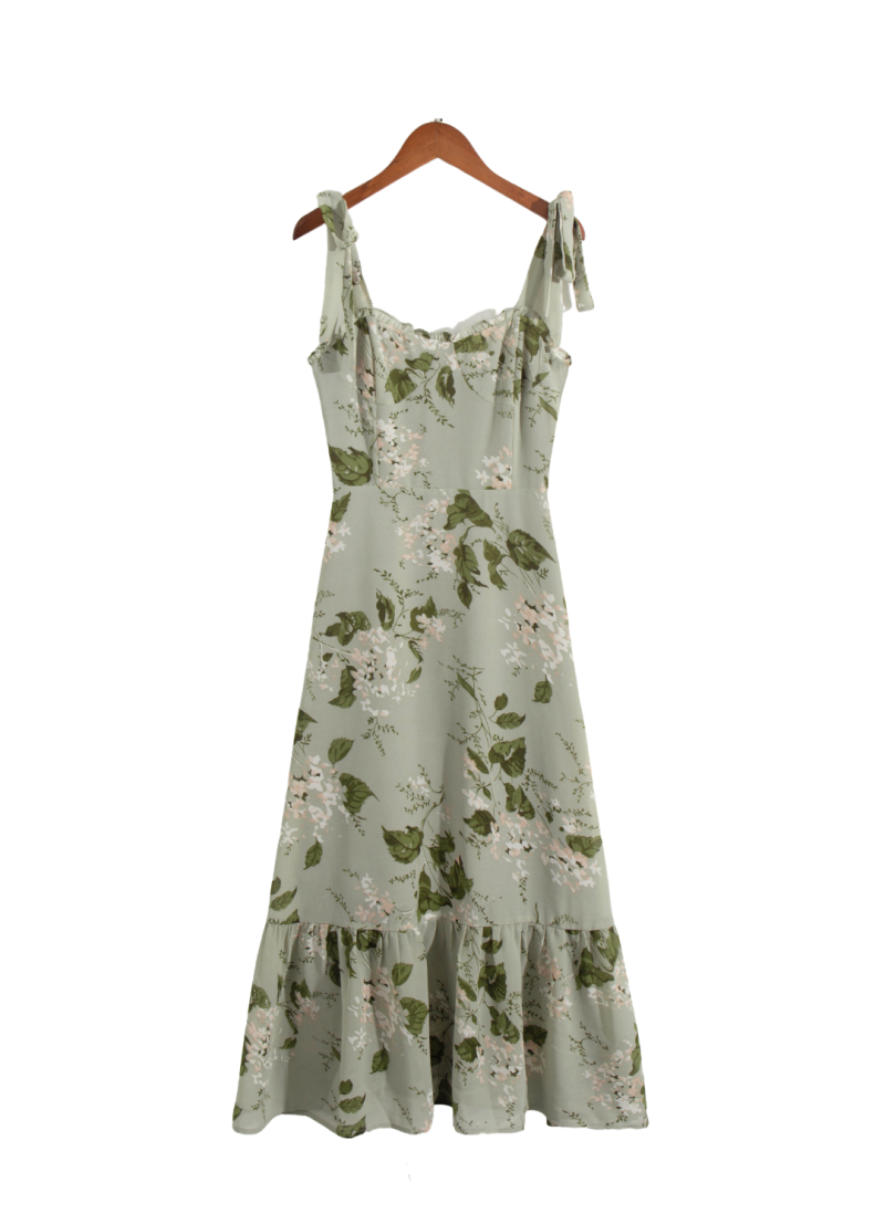 Vintage Floral Butterfly Print Slip Dress Women