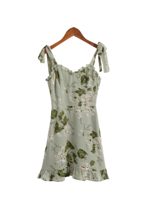 French Vintage Floral Butterfly Slip Vacation Dress