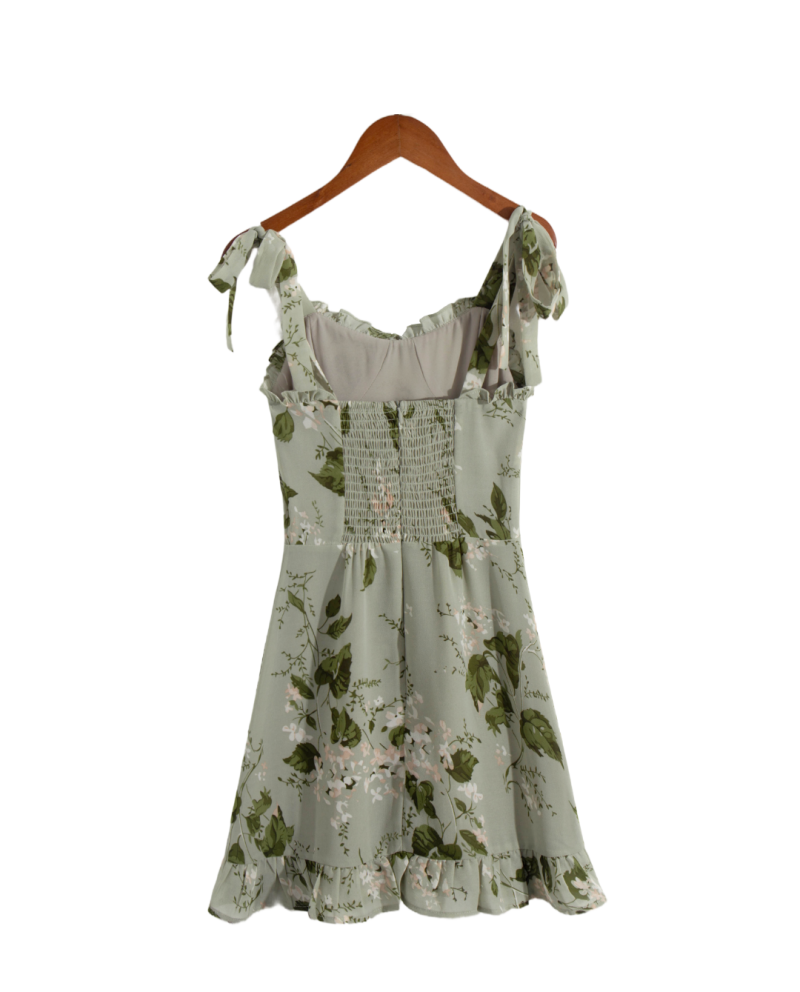 French Vintage Floral Butterfly Slip Vacation Dress - Image 2
